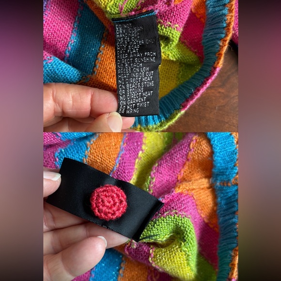 Vintage 2000 Michael Simon Multicolor Striped Cardigan, Psychedelic Rainbow, L - Picture 4 of 16